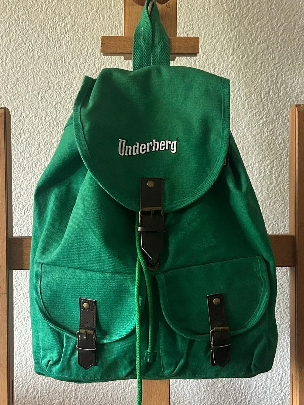 Underberg Green Canvas Backpack with Faux Leather Accents